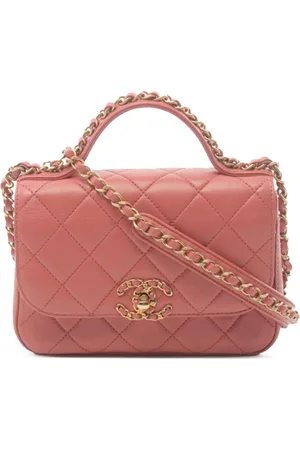 CHANEL 2019 Quilted Lambskin Chain Infinity Top Handle Flap satchel