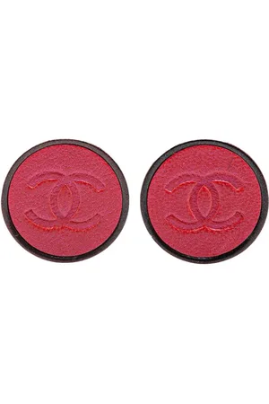CHANEL 2000 Gold Plated And Leather CC Clip On costume earrings