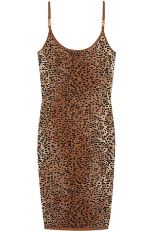 VERSACE Leopard jacquard midi dress