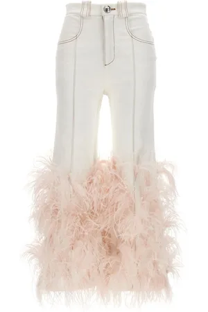 Giambattista Valli Feather-trim jeans