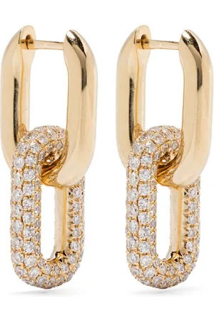 Shay 18K yellow mini Double Partial diamond earrings