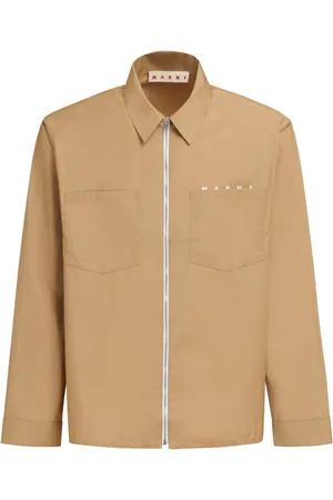 Marni Logo-print cotton shirt jacket