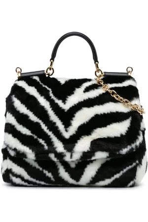 Dolce & Gabbana 21st Century Medium Faux Fur Zebra Print Miss Sicily satchel