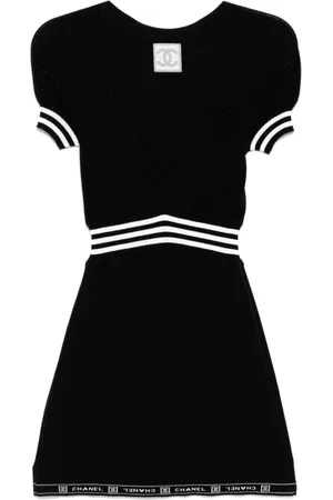 CHANEL 2004 knitted short-sleeves A-line dress