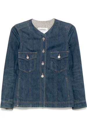CHANEL 1999 collarless denim jacket