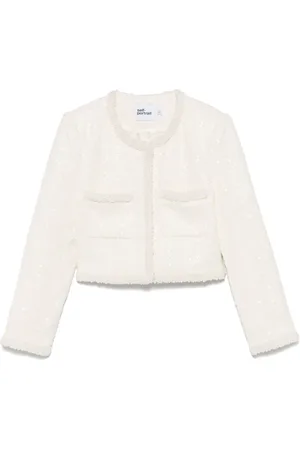 Self-Portrait Bouclé faux-pearl-trim jacket