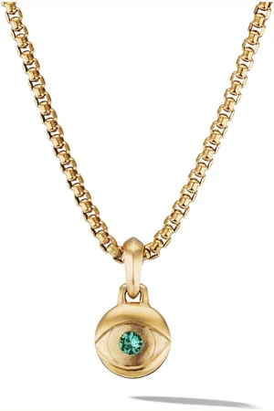 David Yurman 18kt yellow Evil Eye emerald amulet (14.5mm)