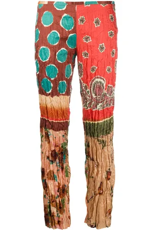 Jean Paul Gaultier 2002 abstract print creased trousers