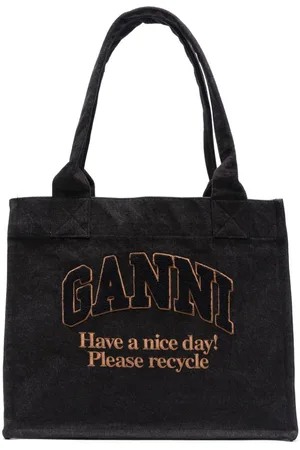 Ganni Large denim tote bag