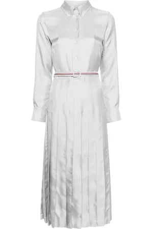 Thom Browne RWB-stripe belted silk shirtdress