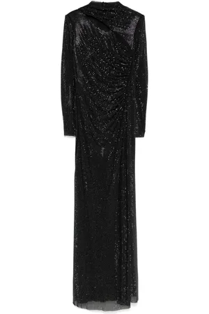 Self-Portrait Rhinestone mesh maxi dress