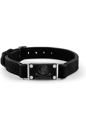 Philipp Plein Skull leather bracelet