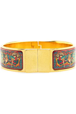 Hermès 20th Century Wide Enamel Horse Loquet Hinge Bangle costume bracelet