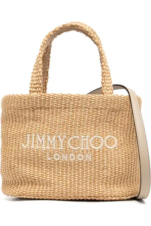 Jimmy Choo Raffia embroidered mini tote bag