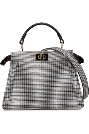 Fendi 2010-2024 Small Wool Peekaboo ISeeU Houndstooth satchel