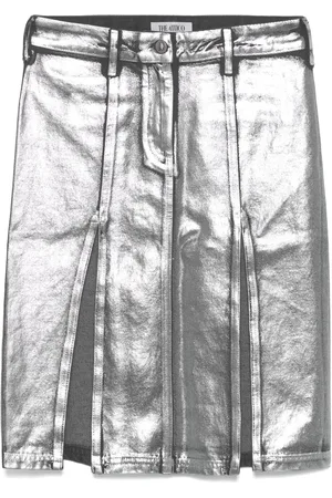 The Attico Coated denim midi skirt