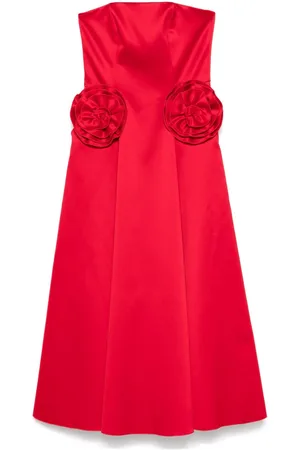 NISSA Floral-appliqué midi dress