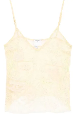CHANEL 2006 logo print sleeveless blouse