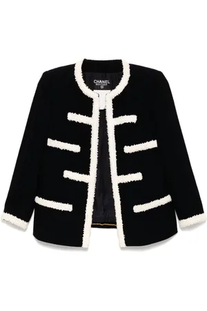 CHANEL 1990-2000s collarless tweed jacket