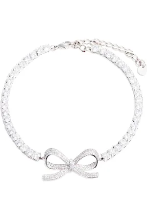 Self-Portrait Diamante bow tennis choker