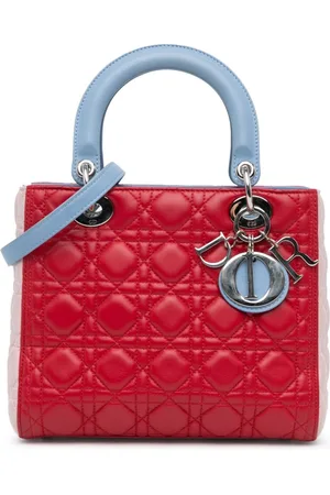 Dior 2014 Medium Tricolor Lambskin Cannage Lady Dior satchel