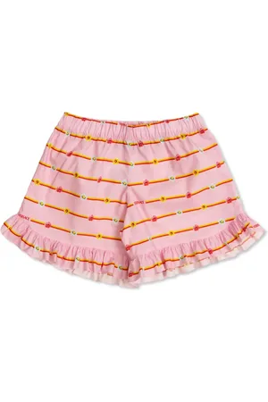 VERSACE Floral stripe-print shorts