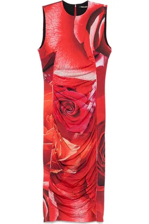 Roberto Cavalli Rose-print midi dress