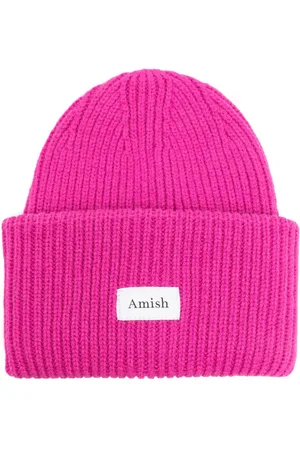 AMISH Logo-patch ribbed beanie