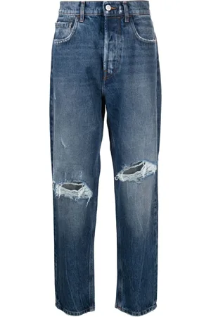 AMISH Ripped-detail straight-leg jeans
