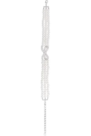Self-Portrait Faux-pearl bow choker