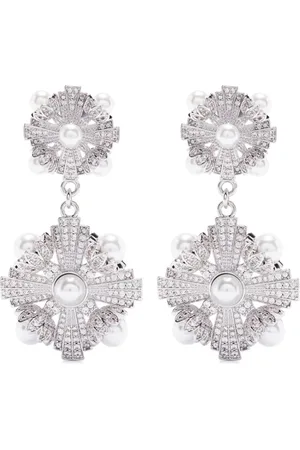 Self-Portrait Encrusted tiered earrings