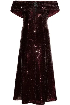Self-Portrait Sequinned off-shoulder dress