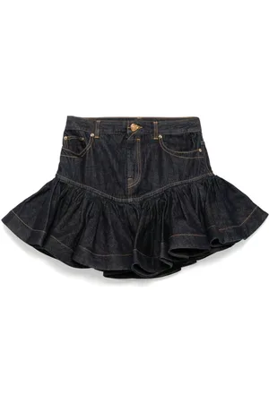 ZIMMERMANN Crush denim frill mini skirt