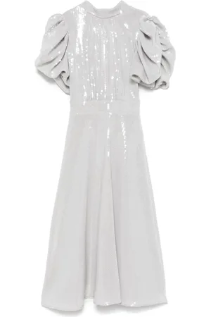 ROTATE Sequined puff-sleeve midi dress