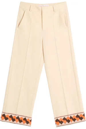 VALENTINO GARAVANI Jacquard-hem wool trousers