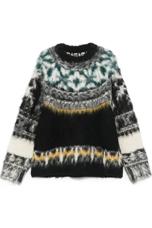 SACAI Pattern intarsia-knit hoodie