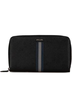 Prada 2000-2013 Saffiano Stripe Zip Around Wallet long wallets