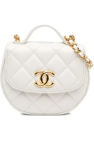 CHANEL 2021-2024 Mini CC Quilted Aged Calfskin Top Handle with Chain clutch bag