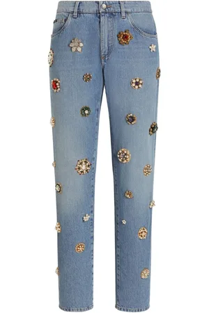Dolce & Gabbana Crystal-embellished straight-leg jeans