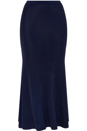 Self-Portrait Metallic midi skirt