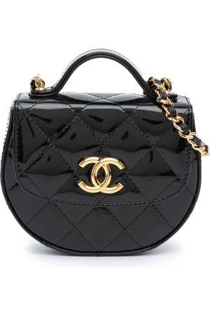 CHANEL 2021-2024 Mini CC Quilted Patent Leather Top Handle Clutch with Chain satchel