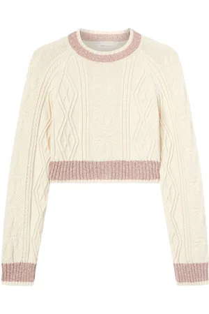 Palm Angels Curved-logo cable-knit sweater