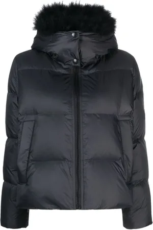 YVES SALOMON Detachable-hood zipped puffer jacket