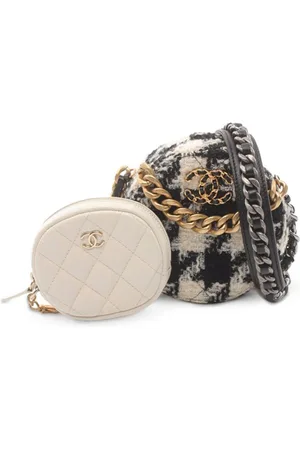 CHANEL 2019 Tweed 19 Round Clutch with Chain and Coin Purse satchel