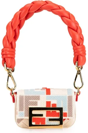 Fendi 2000-2010 Nano Embroidered Canvas Bagbaguette Charm handbag