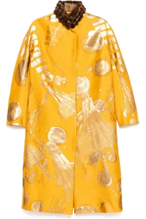 SHIATZY CHEN Mink fur-collar jacquard coat