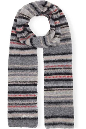 Ganni Logo-embroidered striped scarf