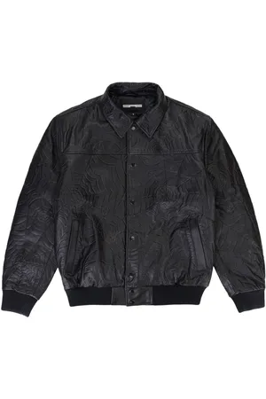Sp5der Debossed leather jacket