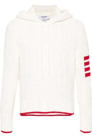 Thom Browne Contrasting-trim ribbed cotton hoodie