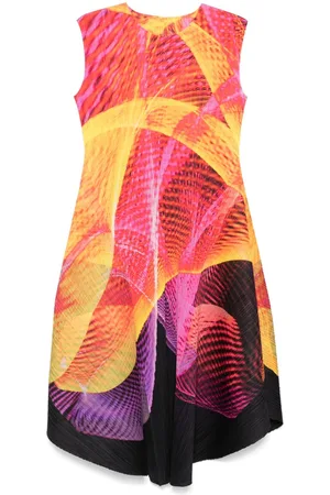 PLEATS PLEASE ISSEY MIYAKE Abstract-print midi dress